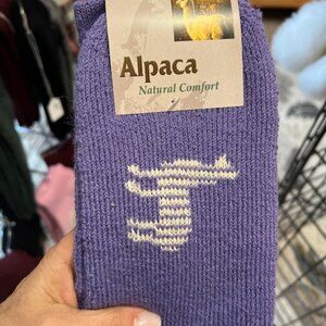 COPY - Alpaca Socks with Image Light Purple Crew Socks